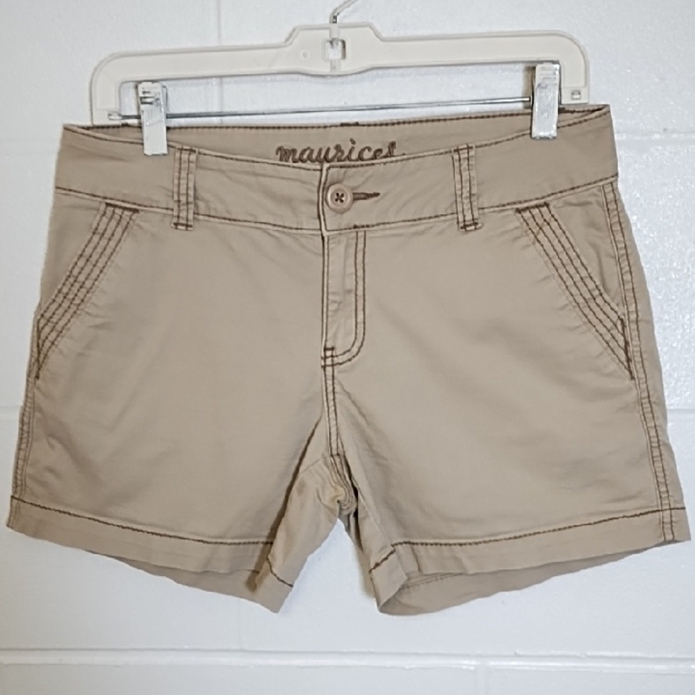 Tan Bermuda Shorts Casual Style Stretch Front Pockets